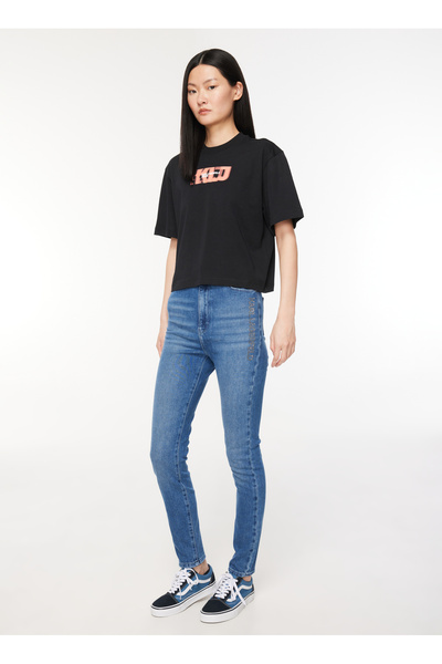 Normal Waist Normal Indigo Women's Trousers 235W1105