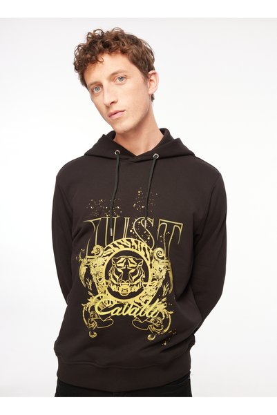 Hooded Collar Black Men's Sweatshirt 75Oaif03