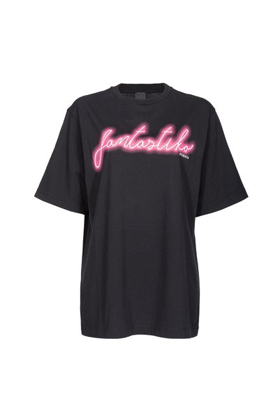 Pinko Crew Neck Printed Black Women's T-Shirt 101704