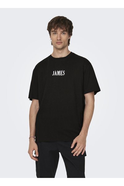 O Collar Printed Black Men's T-Shirt 22027893_Onscelebrity Life Rlx Ss t