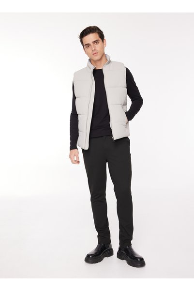 Plain Gray Men's Vest F3Wm-Ylk948