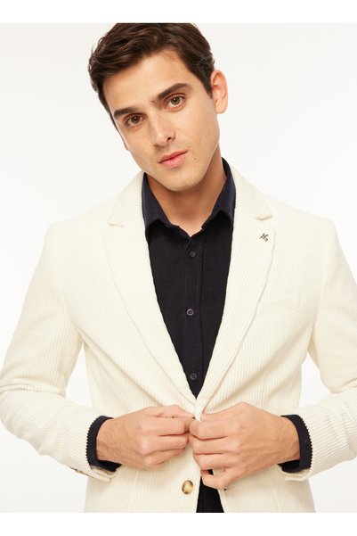 Basic Ecru Men's Plain Jacket F3Wm-Ckt183