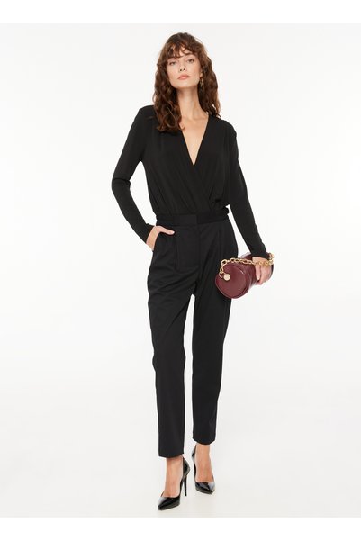 Normal Waist Basic Black Women's Trousers F3Wl-Pnt15
