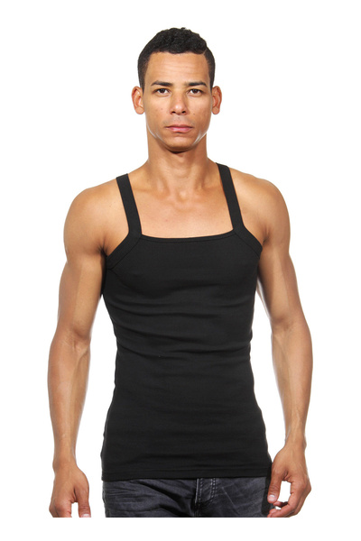 Men's Camisole Strap Black Undershirt Dzn7103