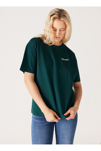 Crew Neck Dark Green Women's T-Shirt W7R9Eeg61-Dark Green