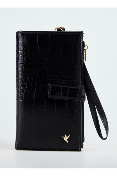 Black Women's 18.5X10X2 cm Wallet Kroko-Yamina