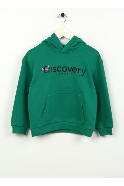 Green Girls' Crew Neck Oversize Printed Sweatshirt D3Wg-Swt24