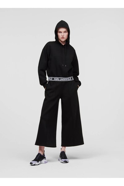 Crew Neck Plain Black Women's Sweatshirt 230W1807
