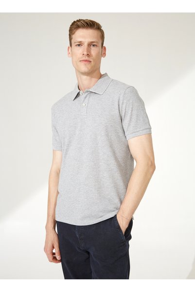 Altıny Yıldız Classics Gray Melange Men's Polo T-Shirt 4A9000000001