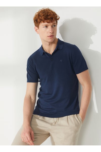 Polo Neck Slim Fit Blue Men's Sweater Fm23S07Mablue