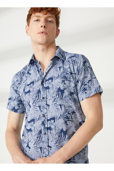 Blue Men's Slim Fit Shirt Fm23S21Csblue