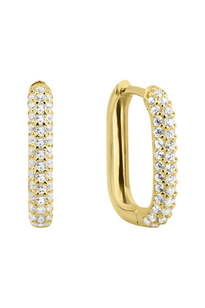 14K Gold Plated Jade Hoop Earrings over Sterling Silver
