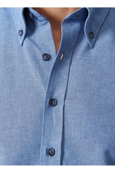 Slim Fit Button down Collar Oxford Dark Blue Men's Shirt 4A2000000050