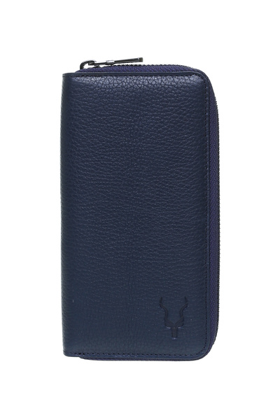 Navy Blue Men's Leather Wallet CAR 6 MOUNTED FLOTER