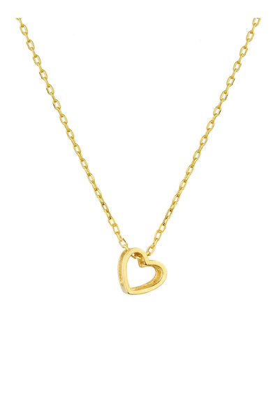 14 K Gold Plated Heart Necklace in Silver