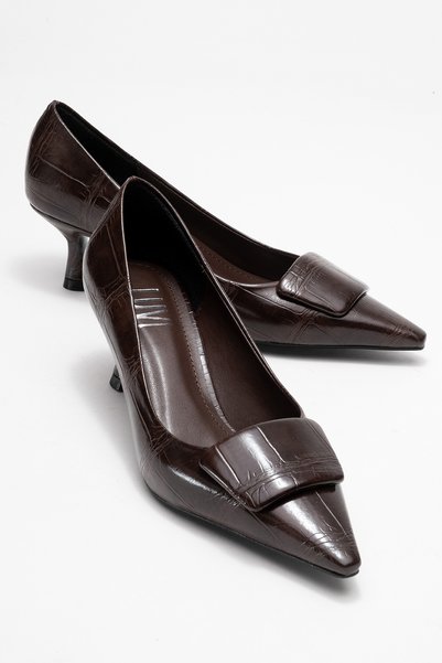 Marcia Brown Print Buckle Women's Heeled Shoes