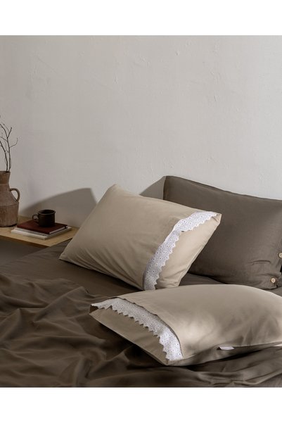Fleuve 100% Cotton 2-Piece Pillowcase - Beige