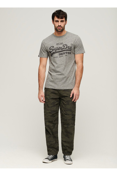 Crew Neck Printed Gray Men's T-Shirt M1011472Azuc_Vintage Vl Tee