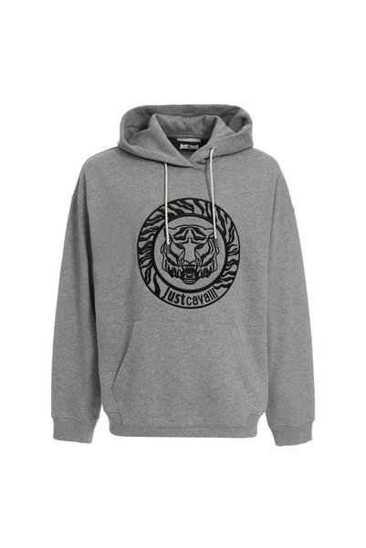 Hooded Collar Grey Melange Men's Sweatshirt 75OAIT02