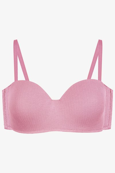 Women's Unpadded Cotton Ribbed Strapless Bra