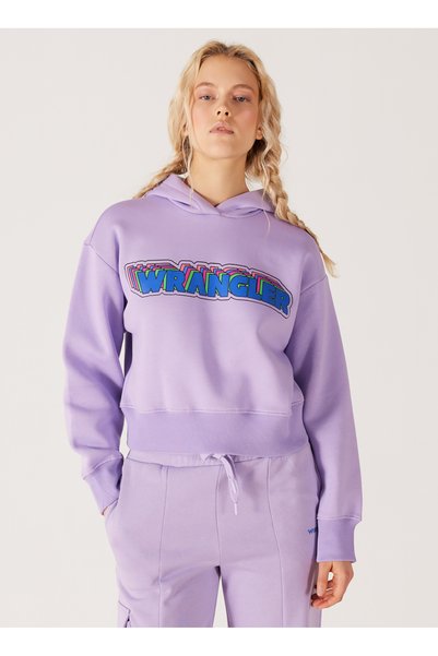 Hooded Collar Lilac Women's Sweatshirt W232302816-Lilac