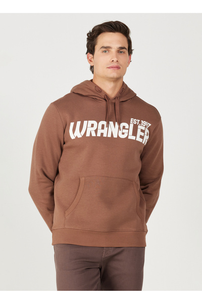 Hooded Collar Brown Men's Sweatshirt W232257220 Hooded Sweatshirt