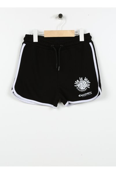 Elastic Waist Standard Black Female Child Shorts Dragons Girl