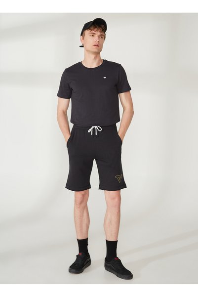 Black Men's Sweat Shorts Fm23S02Efblack
