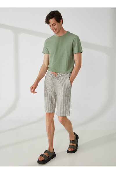 Normal Bel Slim Fit Blue Men's Bermuda Shorts Fm23S37Etblue