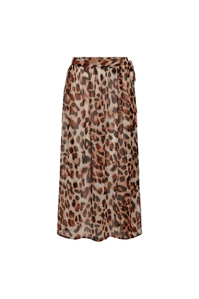 Normal Waist Brown Women's Leopard Patterned Ankle Skirt 15229442