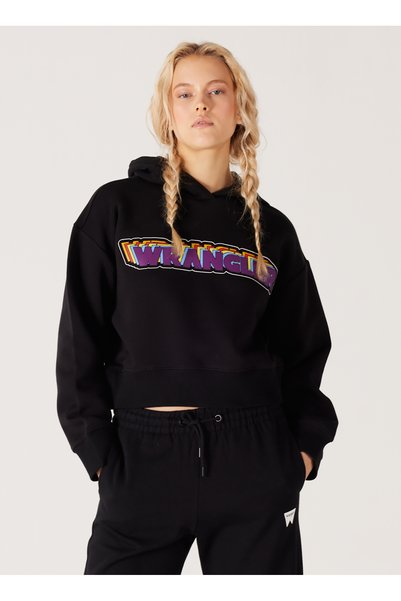 Hooded Collar Black Women's Sweatshirt W232302001-Black