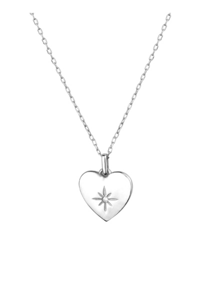 Rhodium Plated over Silver Pure Heart Necklace