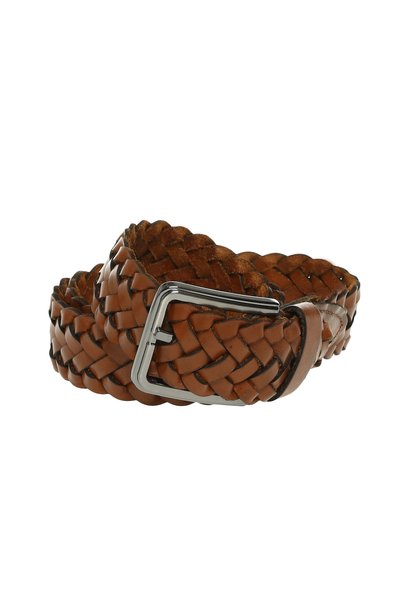 Tan Men's Leather Knitted Belt Frk 112
