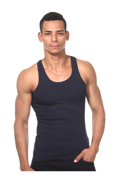 Men's Combed Cotton Navy Blue Undershirt Dzn7204