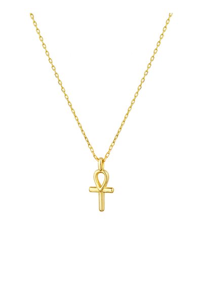 14K Gold Plated Ankh Necklace over Sterling Silver