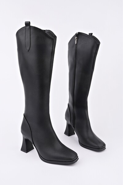 ASTORİA Square Toe Side Zippered Heeled Women's Boots
