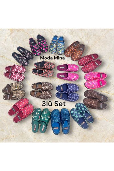 Women's Home Slippers (Set of 3) Carpet Slippers Zenne Gondol Women's Slippers