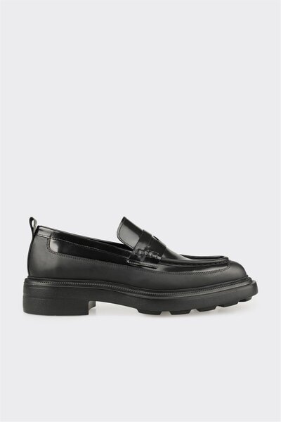 Black Leather Men's Casual Shoes