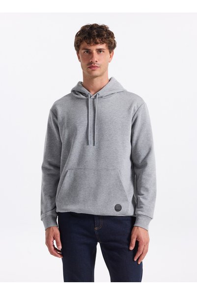 Crew Neck Plain Gray Melange Men's Sweatshirt Pbf5Wm-Swt 5056