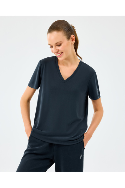 W v neck t-shirt women black tshirt s2510277-3817