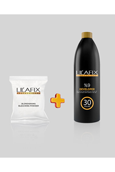 Lilafix пакување од 2 парчиња бела пудра за осветлување 500 г - оксидант 1000 мл 30V