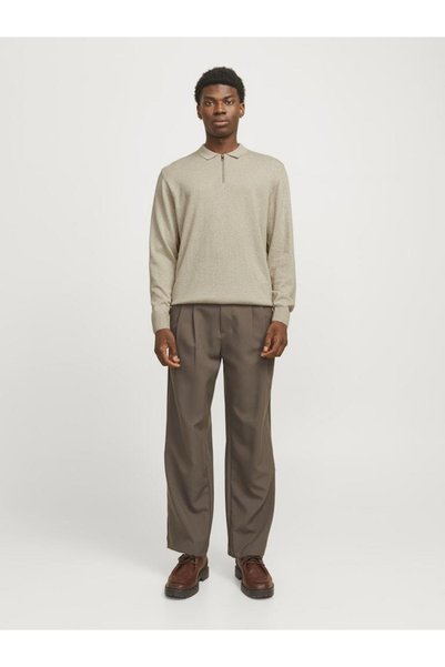 Jjeemil Knit Polo |   Half Zipper Long Sleeve Men's Knitwear