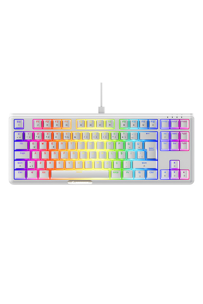 Claw Type-C TKL механичка гејмерска тастатура со сини свичеви Rainbow Antighosting турски Q распоред бела