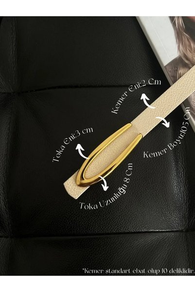 Long Gold Buckle Thin Beige Women's Belt, Jacket Belt, Shirt Belt, Dress Belt