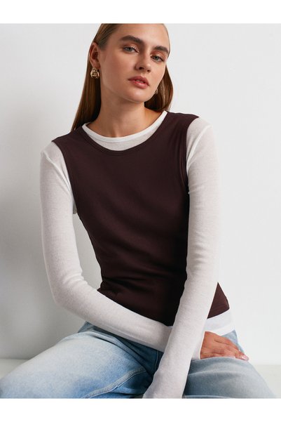 31952 Double Layer 100% Cotton Top - Brown