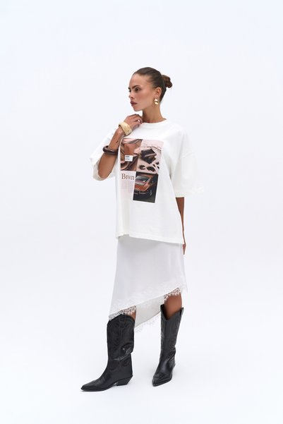 Chocolate Oversize White T-Shirt