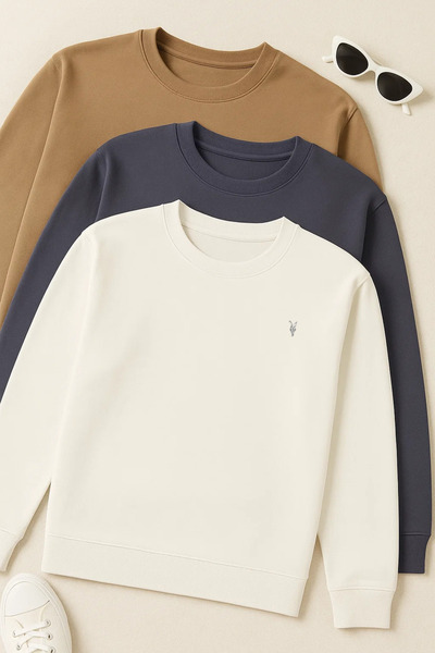 Men's Long Sleeve Basic Loose 3-Pack Sweatshirt