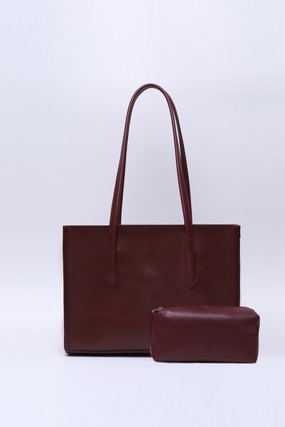 Burgundy Shk173 Faux Leather, Single Compartment, Zippered, Hand, Arm and Shoulder Bag with Makeup Bag