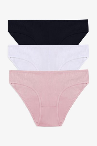 Women's 3-Piece Cotton Ribbed Panties