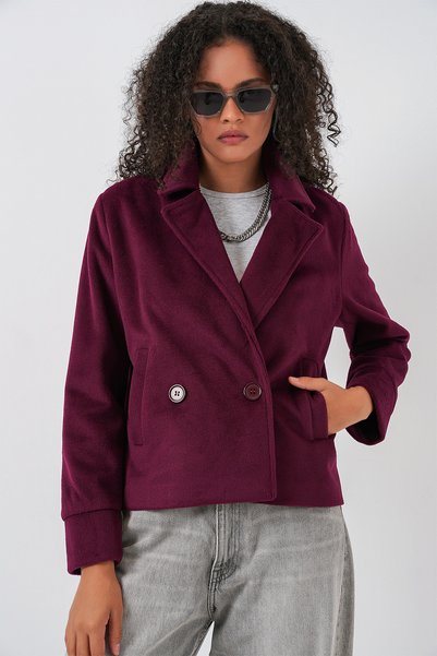 Women's Cashmere Jacket 0725 - Burgundy